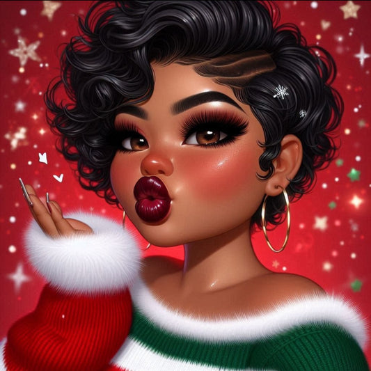 Festive Kisses Diamond Painting Kit - Sparkling Holiday Portrait