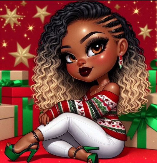 Holiday Glamour Girl Diamond Painting Kit - Sparkling Holiday Portrait